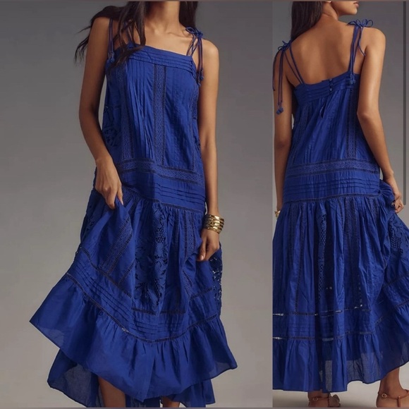 FARM Rio Dresses & Skirts - Farm Rio Blue Lace Sleeveless Maxi Dress NWT